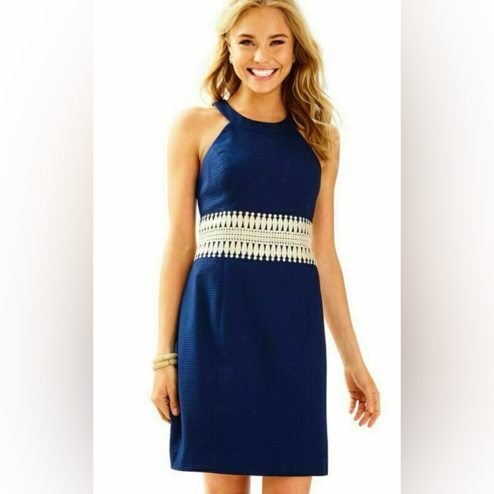 Lilly Pulitzer Navy Dress with Cream Trim